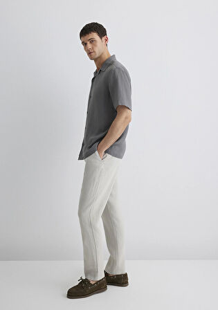 Gri Keten Pantolon 0010358-70080