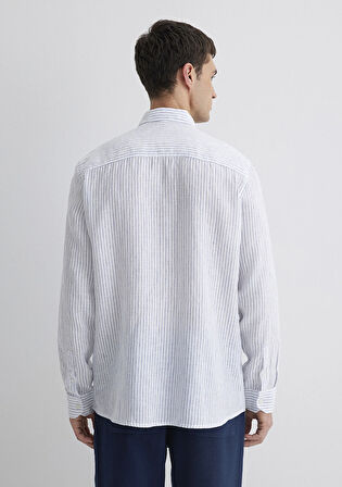 Çizgili Keten Gömlek 0211634-90795
