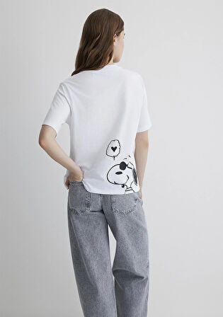 Snoopy Baskılı Beyaz Tişört 1613363-620