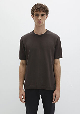 Kısa Kollu Kahverengi Triko Tişört 0710312-70219