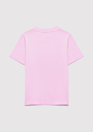 Mavi Logo Kedi Baskılı Pembe Tişört 7610338-70973