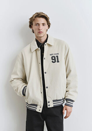 Mavi Jeans Baskılı Ekru Kolej Ceket 0110722-86411