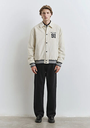 Mavi Jeans Baskılı Ekru Kolej Ceket 0110722-86411