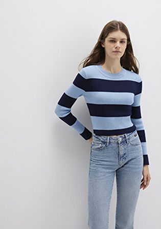 Blok Renkli Mavi Kazak 1710724-90702