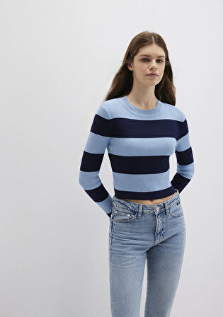 Blok Renkli Mavi Kazak 1710724-90702