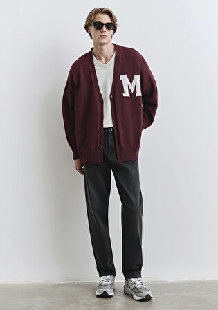 M Baskılı Bordo Hırka 0710288-70414