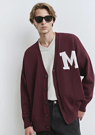 M Baskılı Bordo Hırka 0710288-70414