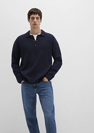 Yün Karışımlı Lacivert Triko Polo 0710255-70490