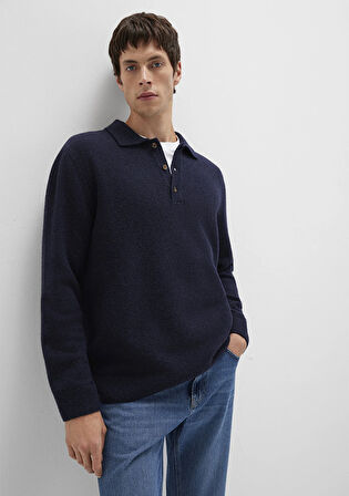 Yün Karışımlı Lacivert Triko Polo 0710255-70490