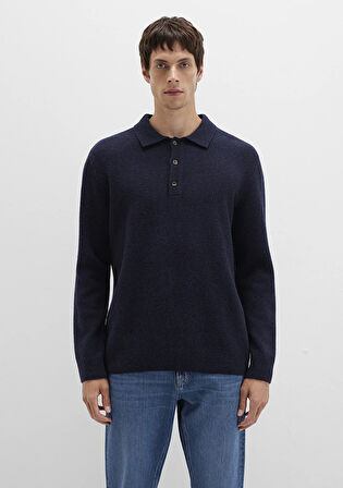 Yün Karışımlı Lacivert Triko Polo 0710255-70490