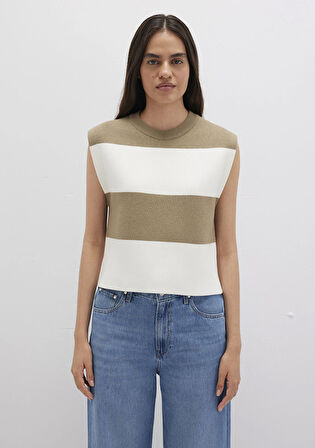 Blok Çizigli Kolsuz Kazak 1710695-90640