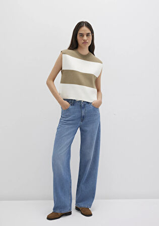 Blok Çizigli Kolsuz Kazak 1710695-90640