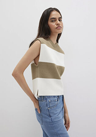 Blok Çizigli Kolsuz Kazak 1710695-90640