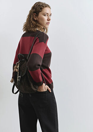 Blok Renkli Bordo Triko Polo 1710708-90695