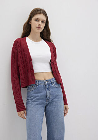 Düğmeli Kırmızı Hırka 1710576-70391