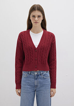 Düğmeli Kırmızı Hırka 1710576-70391