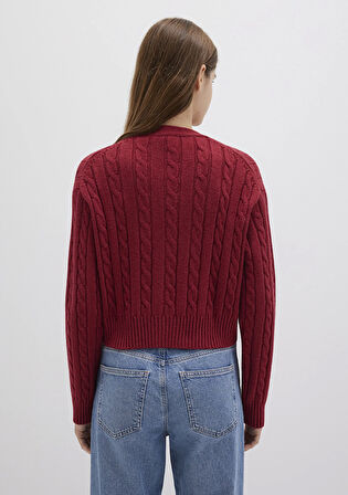 Düğmeli Kırmızı Hırka 1710576-70391