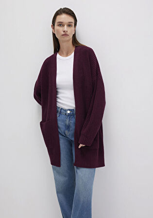 Uzun Bordo Hırka 1710118-70434