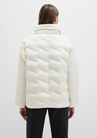 Dik Yaka Ekru Şişme Mont 1110714-86412