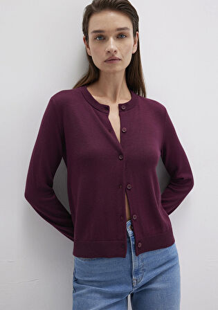 Düğmeli Bordo Hırka 1710713-87830