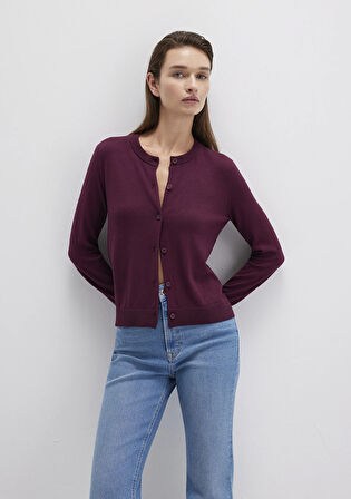 Düğmeli Bordo Hırka 1710713-87830