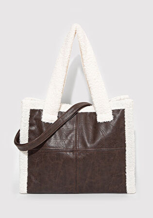 Sherpa Detaylı Suni Deri Kahverengi Çanta 1911682-70221