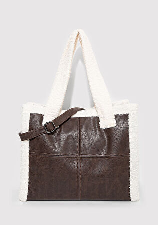 Sherpa Detaylı Suni Deri Kahverengi Çanta 1911682-70221