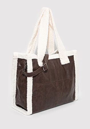 Sherpa Detaylı Suni Deri Kahverengi Çanta 1911682-70221