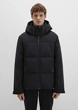 Kapüşonlu Siyah Şişme Mont 0110675-71379