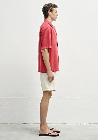 Keten Karışımlı Kırmızı Gömlek 0211620-70985