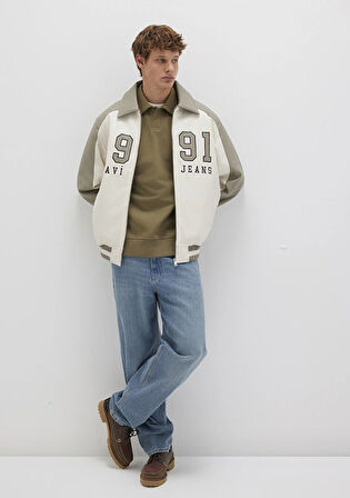 Mavi Jeans Baskılı Bej Suni Deri Ceket 0110400-87213