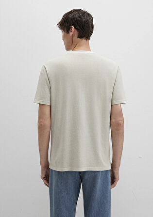 Mavi Baskılı Bej Tişört 0612933-70134