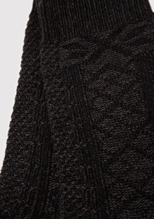 Yün Karışımlı Siyah Bot Çorabı 0911959-900