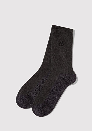 M Logo Baskılı Kahverengi Bot Çorabı 0911132-23247