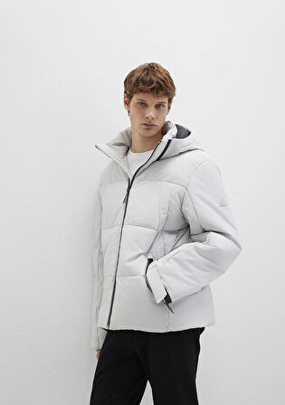 Kapüşonlu Gri Şişme Mont 0110675-70074