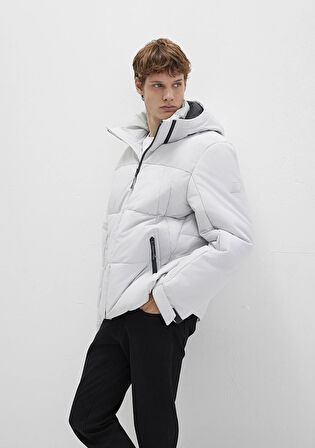 Kapüşonlu Gri Şişme Mont 0110675-70074