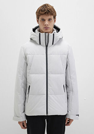 Kapüşonlu Gri Şişme Mont 0110675-70074