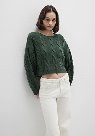 Bisiklet Yaka Yeşil Kazak 1710477-71894