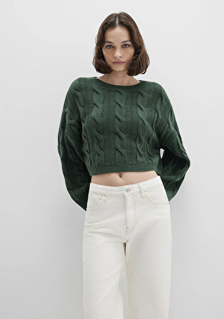 Bisiklet Yaka Yeşil Kazak 1710477-71894