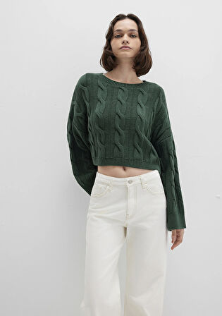 Bisiklet Yaka Yeşil Kazak 1710477-71894