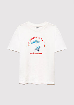 Baskılı Ekru Tişört 6610393-70057