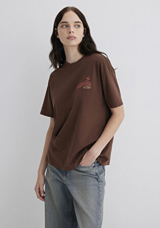 Baskılı Kahverengi Tişört 1613530-70242