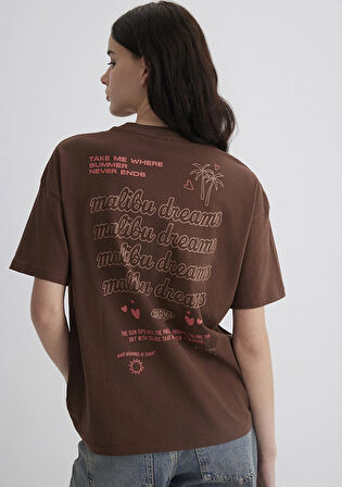 Baskılı Kahverengi Tişört 1613530-70242
