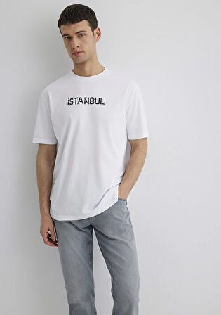 İstanbul Baskılı Beyaz Tişört 0612993-620