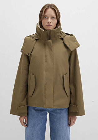 Suni Kürk Detaylı Kapüşonlu Haki Parka 1110759-71816