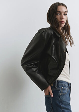 Kahverengi Suni Deri Ceket 1110782-90892