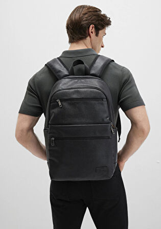 Suni Deri Siyah Sırt Çantası 0911952-900