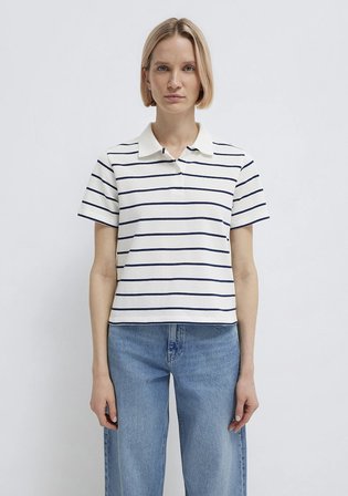 Lacivert Çizgili Beyaz Polo Tişört 1613714-90696