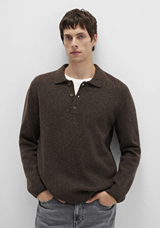 Yün Karışımlı Kahverengi Triko Polo 0710255-70251
