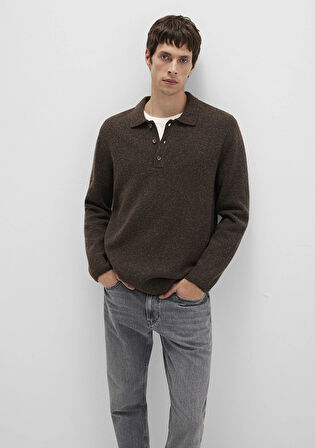Yün Karışımlı Kahverengi Triko Polo 0710255-70251